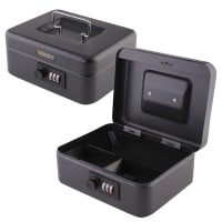 Sterling Cash Box with Combination Lock - 8 Inch - Black