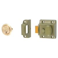 TSS Traditional Nightlatch - 40mm Backset - Green Case/Polished Brass Cylinder