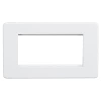 Knightsbridge 2 Gang 4 Module Euro Screwless Faceplate - Matt White