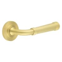 Burlington by Frelan Satin Brass Fire Rated Door Handles on Round Knurled Rose - Highgate Range
