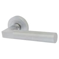 Hampstead Satin Chrome Knurled Door Handles on Round Rose