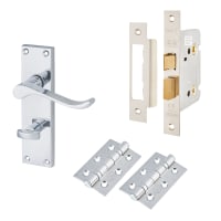 Touchpoint Polished Chrome Budget Scroll Bathroom Lock Door Handles Pack - Mia Range