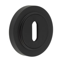Burlington BUR60 by Frelan Escutcheon on Plain Rose - 53mm Diameter - Keyhole - Black