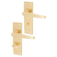 Touchpoint Satin Brass Budget Straight Bathroom Door Handles - Mia Range - 153 x 42mm