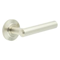 Burlington by Frelan Satin Nickel Fire Rated Door Handles on Round Chamfered Rose - Richmond Range