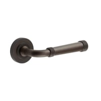 Burlington by Frelan Dark Bronze Fire Rated Door Handles on Round Rose - Highgate Range