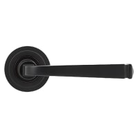 From The Anvil Aged Bronze Door Handles on Round Art Deco Rose - Avon Range