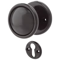 Touchpoint Black Plastic Mortice/Rim Door Knob with Escutcheon - 51mm Rose Diameter