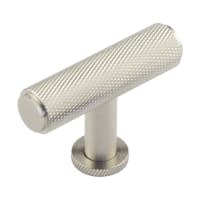 Burlington by Frelan 15mm Piccadilly Knurled T-Bar Cabinet Knob - 55 x 40mm - Satin Nickel