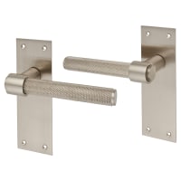 Altro Satin Nickel Knurled Latch Door Handles - Loxley Range - 150 x 50mm