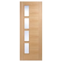 LPD Vancouver 4 Light Offset Clear Glazed Pre-Finished Solid Internal Door - 2040 x 826 x 40mm - Oak