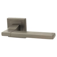 Altro Gun Metal Door Handles on Square Rose - Dita Range