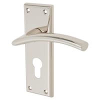 Serozzetta by Carlisle Brass Satin Nickel Euro Lock Door Handles - Trenta Range - 150 x 50mm
