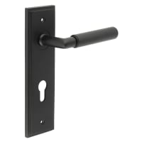 Burlington by Frelan Black Fire Rated DIN Euro Lock Door Handles - Piccadilly - 200 x 55mm