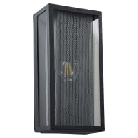 Forum Zink Cuba Outdoor Wall Lantern Light - IP44 - Anthracite with Silver Mesh Insert