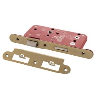 Atlantic DIN Bathroom Lock - 88mm Case - 60mm Backset - Radius - Satin Brass