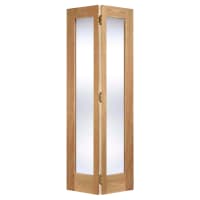 LPD Pattern 10 2 Light Clear Glazed Unfinished Solid Bi-Fold Internal Door Kit - 1981 x 686mm - Oak
