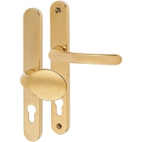 TSS uPVC Offset Multipoint Lever/Pad Door Handle - 92/62mm c/c - Polished Brass