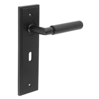 Burlington by Frelan Black Fire Rated Keyhole Lock Door Handles - Piccadilly - 200 x 55mm
