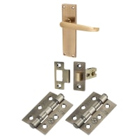 Touchpoint Antique Brass Victorian Straight Latch Door Handles Pack