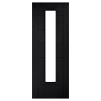 LPD Linear 1 Light Clear Glazed Pre-Finished Laminate Semi-Solid Internal Door - 1981 x 762mm - Black