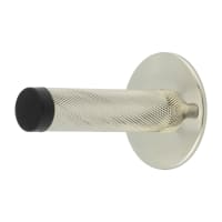 Burlington by Frelan Knurled Door Stop on Chamfered Rose - 76mm Projection - Polished Nickel