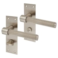 Altro Satin Nickel Knurled Bathroom Door Handles - Loxley Range - 150 x 50mm