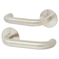 Jigtech Satin Stainless Steel Door Handles on Round Slim Rose - Schema Kurvig Range