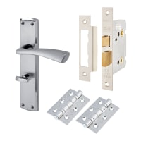 Altro Satin/Polished Chrome Bathroom Lock Door Handles Pack - Taranto Range