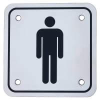 Altro Mens Square Toilet Door Sign - 100 x 100mm - Polished Stainless