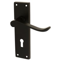Touchpoint Matt Black Budget Scroll Keyhole Lock Door Handles - Mia Range - 153 x 42mm