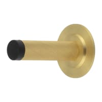 Burlington by Frelan Knurled Projection Door Stop on Stepped Rose - 76mm Projection - Satin Brass