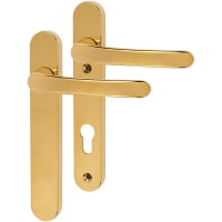 TSS uPVC Blank External Multipoint Door Handle - 122mm Bolt c/c - 92mm c/c - Polished Brass
