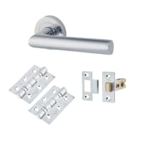 Altro Polished Chrome Latch Door Handles on Rose Door Pack - Emily Range