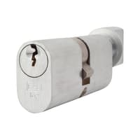 Eurospec 5 Pin 70mm Oval Thumbturn Cylinder - 35mm Turn + 35mm - Satin Chrome - Keyed Alike