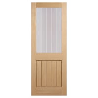 LPD Mexicano Half Light Clear with Frosted Lines Unfinished Solid Internal Door - 1981 x 686mm - Oak