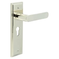 Burlington by Frelan Polished Nickel Fire Rated Euro Lock Door Handles - Kensington - 200 x 55mm