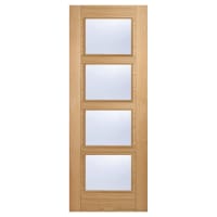 LPD Vancouver 4 Light Clear Glazed Pre-Finished Solid Internal Door - 2040 x 826 x 40mm - Oak