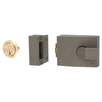 TSS Roller Bolt Nightlatch - 60mm Backset - Dark Grey Case/Polished Brass Cylinder
