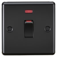 Knightsbridge 45A 1 Gang Round Edge Double Pole Cooker Switch with Neon - Matt Black