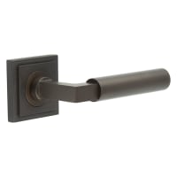 Burlington by Frelan Dark Bronze Fire Rated Door Handles on Square Stepped Rose - Westminster Range