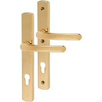 TSS uPVC Multipoint Door Handle - Long Plate - 215mm Bolt c/c - 92mm c/c - Polished Brass