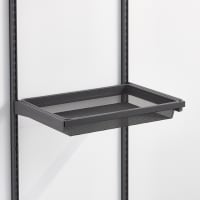 elfa Garage+ Storage Top Track System - Click In Shallow Mesh Basket and Gliding Frame - Matt Grey