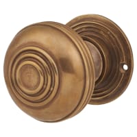 Hampstead Aged Brass Georgian Ringed Mortice/Rim Door Knob - 65mm Rose Diameter