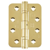 Eclipse Radius Ball Bearing Grade 13 Butt Fire Door Hinge - 102 x 76 x 3mm - Polished Brass - Pair