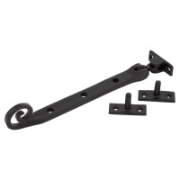 Olde Forge Curly Tail Casement Window Stay - 8 Inch/200mm Length - Smooth Black