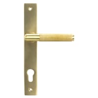 From The Anvil Satin Brass uPVC Slimline Knurled Multipoint Door Handles - 92mm c/c - Brompton Range