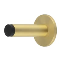 Burlington by Frelan Plain Projection Door Stop on Plain Rose - 76mm Projection - Satin Brass