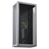 Forum Zink Cuba Outdoor Wall Lantern Light - IP44 - Silver with Black Mesh Insert