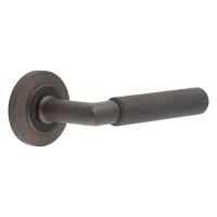 Burlington by Frelan Dark Bronze Knurled Fire Rated Door Handles on Round Chamfered Rose - Piccadilly Range